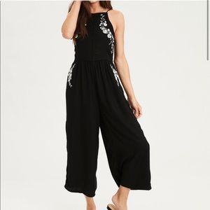 American Eagle black embroidered jumpsuit